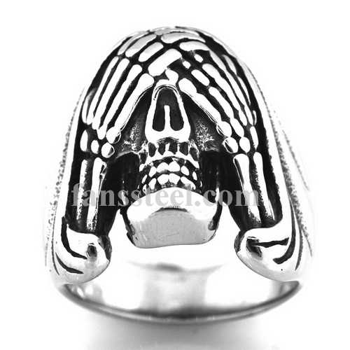 FSR20W43 bury head on hands skull ring